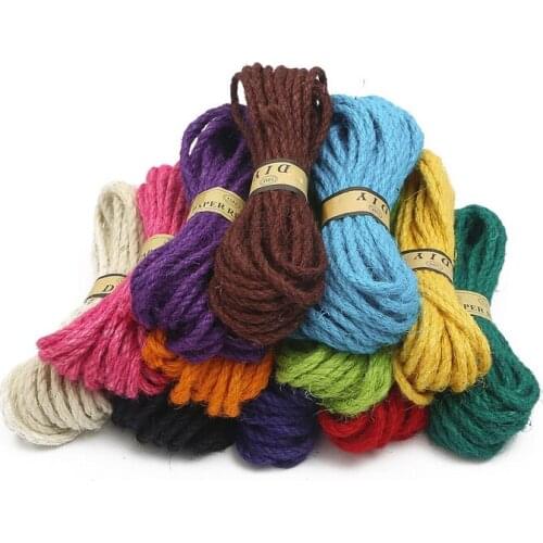 10M 6mm Colorful Jute Twine Burlap String Hemp Rope Macrame Cord Braided String DIY Crafts Bouquet Gift Packaging Decoration