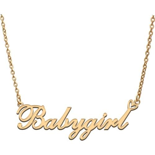 Love Heart Babygail Name Necklace for Women Stainless Steel Gold & Silver Nameplate Pendant Femme Mother Child Girls Gift