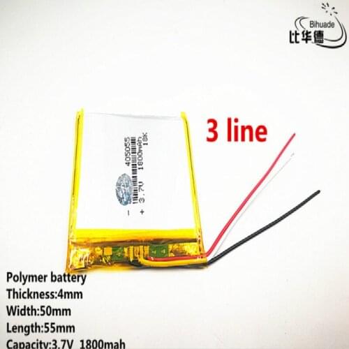 10pcs/lot 3 line Good Qulity 3.7V,1800mAH,405055 Polymer lithium ion / Li-ion battery for TOY,POWER BANK,GPS,mp3,mp4