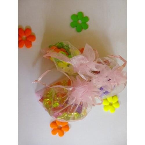 100pcs 25*35cm Pink Organza Gift Bag Jewelry Packaging Display Bags Drawstring Pouch For Bracelets/necklace/wed Mini Yarn Bag