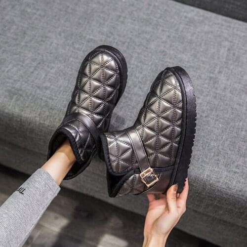 2019 Winter Super Warm Snow Boots Women Slip on Flat Cotton Shoes Women Light Waterproof Ankle Boots Female White U11-41