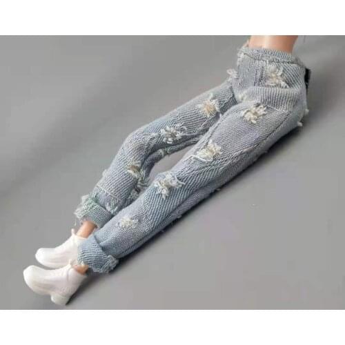 1/6 BJD Doll Clothes For Barbie Trousers 3 pairs/lot Ripped Denim Jeans Pants Outfit Casual Wear 11.5" Dolls Accessories DIY Toy