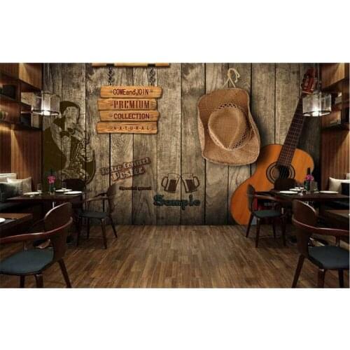 Custom 3D Bar KTV retro wooden wall murals papel de parede,hotel restaurant living room sofa TV wall bedroom wallpaper