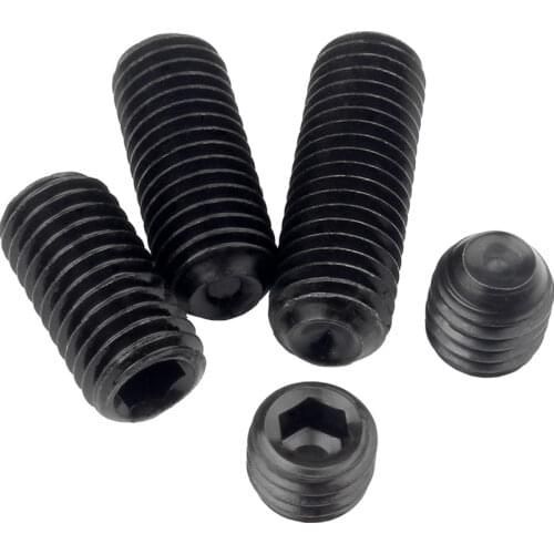 50pcs DIN916 M2 M2.5 M3 M3.5 M4 M5 Carbon Steel Black Hex Hexagon Socket Allen Cup Point Grub Screw Set Bolt