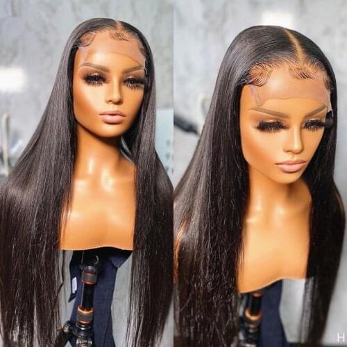 Glueless Long 13x4 HD Lace Front Wig For Black Women Brazilian Straight Natural Black Remy Human Hair 13x6x1 Lace Front Wigs