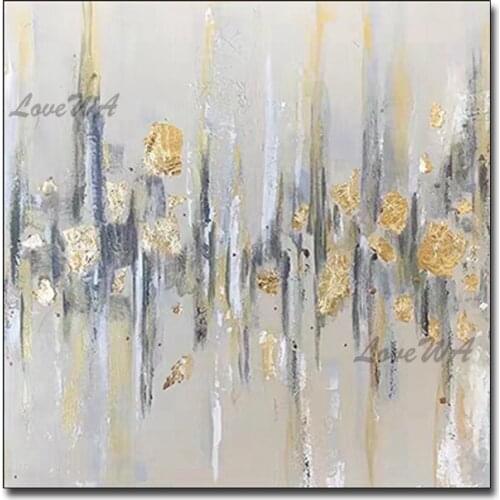 Free Shipping Unframed Gold Foil Design Abstract Oil Painting Pictures Interior Decor Large Size Canvas Wall Art Home Pieces