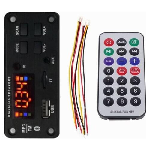 DC 5V 12V MP3 WMA Wireless Bluetooth 5.0 Decoder Board Car Audio Decoder Module USB FM TF Radio AUX input with Recording