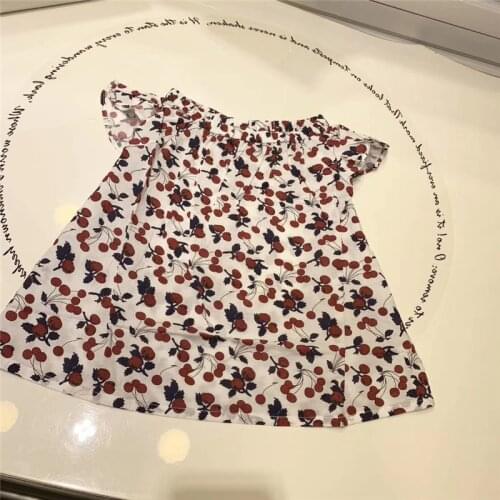 2019 Cherry Blouses For Girl Kids Cotton Girl Cute Shirts Short Sleeve Children School Uniforms Spring Formal Students Clothing
