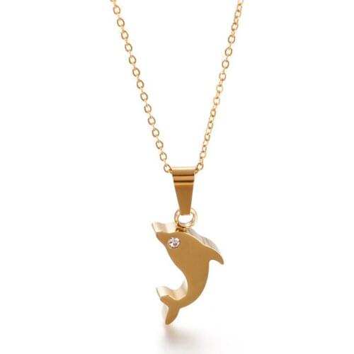 New fashion style simple polished small fish titanium steel necklace trendy all-match titanium steel clavicle chain
