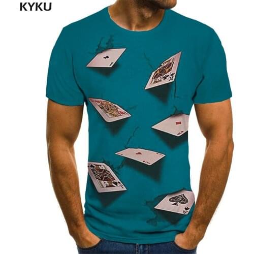 3d Tshirt Playing Cards T-shirt Men Gambling Tshirts Casual Poker Anime Clothes Blue Funny T shirts Mens Clothing Punk Rock