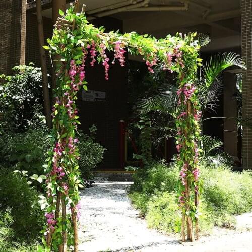 Wisteria Artificial Flowers Vines Hanging Fake Plants Rattan For Home Decor Outdoor Garden Party Event Wedding Arch Decoration