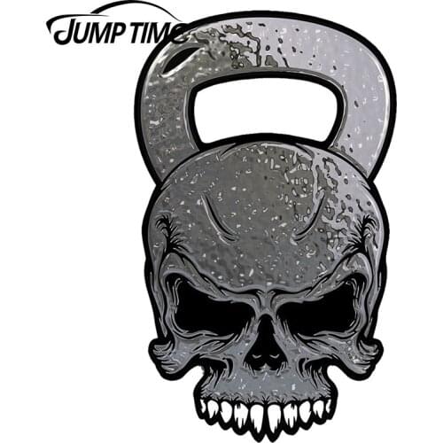 JumpTime 13cm x 7.6cm Skull Kettlebell Crossfit Cross Fit Train Gym Workout Sticker Decal Kettle Guy Bumper Rear Windshield