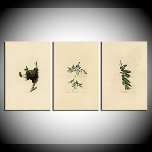 Canvas Painting green plant and birds Nordic Minimalism Posters Pictures Wall Art Modular Wallpapers For Living Room Decor