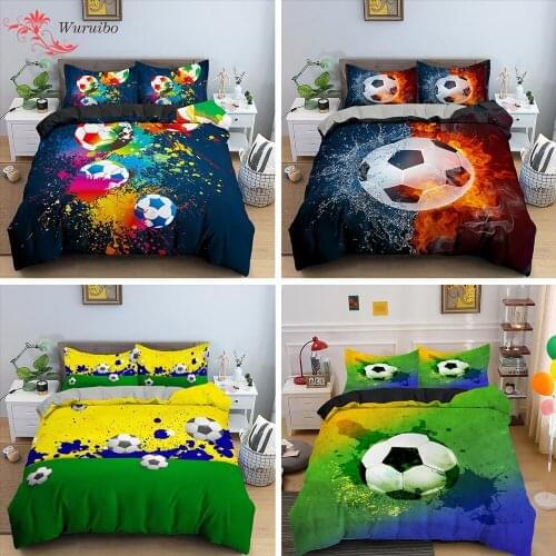 Football Printed Bedding Set Soccer Duvet Cover+Pillowcase Twin King Size Comforter Set For Boy Teens Home Single Bed Bedclothes