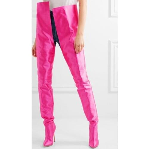 Hot Selling Women High Waist Boots Pointed Toe Gladiator Crotch Extreme Long Boots Stockings Tight High Boots Big Size 10