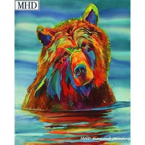 Water bear 40x50cm 5D diamond painting cross stitch full square / round drill rhinestone 3d mosaic embroidery color animal