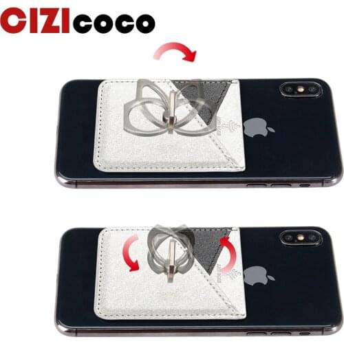 Fashion Leather Pocket Card Holder Sticker Case For iPhone 11 Pro X XS Max XR Samsung Huawei Xiaomi Smartphone Pouch Card Holder