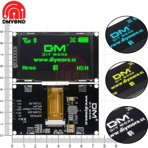 2.42 inch 12864 128 * 64 OLED display Module SSD1309 SPI IIC I2C Serial Port for Arduino R3 C51 SSD1309 Screen Board Green