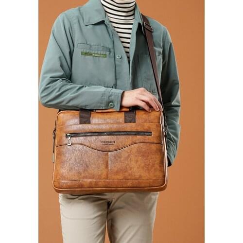 Weysfor Mens Bussiness Briefcase PU Leather Shoulder Bag Man Work Handbag 14 Inch Laptop Messenger Bag Hombre Bolsa Masculina