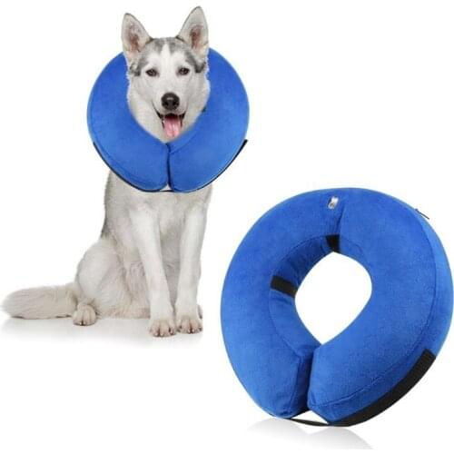 Soft Pet Dog Collar Inflatable Recovery Wound Healing Anti-bite Neck Elizabethan Collars Protective Circle For Small Large Dogs