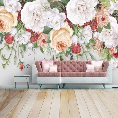 Custom 3D Mural Wallpaper For Living Room Bedroom Background Wall Home Decoration Fashion Rose Flower Photo Wall Paper Modern
