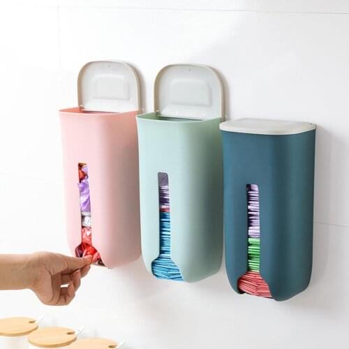 Wall Mounted Garbage Bags Storage Box Case Plastic Bags Dispenser Holder Hanging Kitchen Rubbish Bag Organizer Container