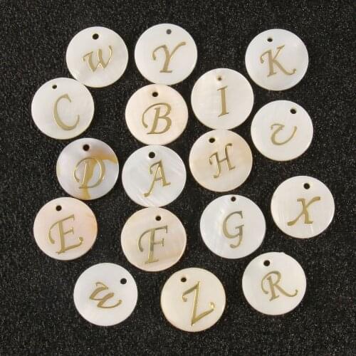 Natural 26 Capital Letter White Mother Of Pearl Shell Shell Beads Charm For Jewelry Making Necklace Accessory Wholesale 5pcs/lot