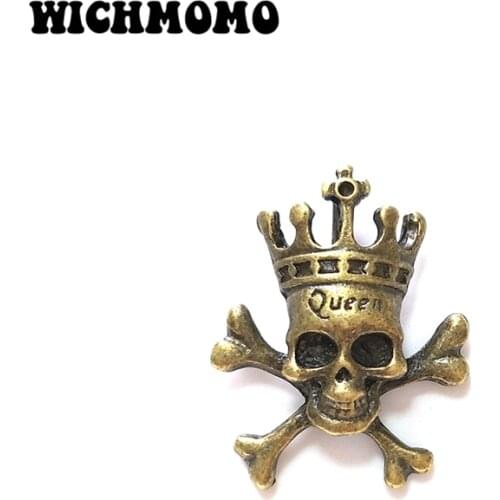 New Fashion 22*18mm 10pieces/bag Bronze Zinc Alloy Queen Skull Charms Pendant for DIY Necklace Bracelet Jewelry Accessories