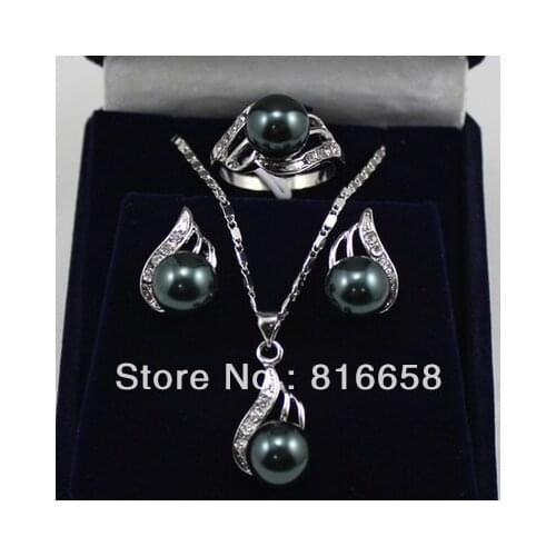 Noblest Black Freshwater Pearl Earring Pendant Ring