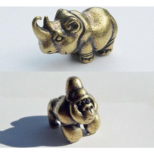 New Solid Brass Mini Rhinoceros Gorilla Keychain Keyring pendant beads