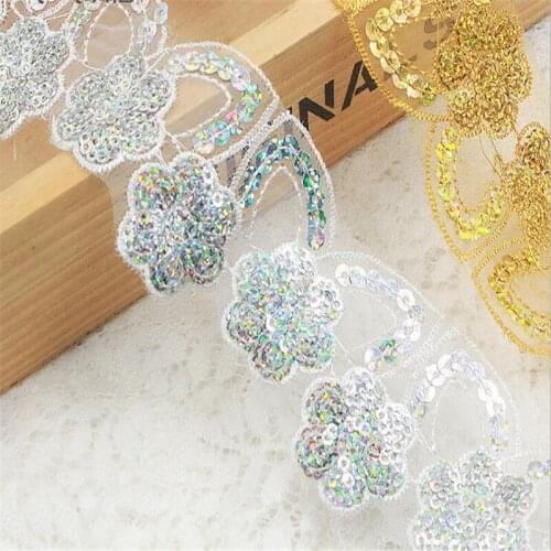 New mesh sequins flower trim lace beads lace accessories DIY handmade clothing decoration
