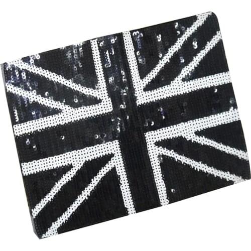Clothing Women Shirt Top Diy Large Patch British flag Black Sequins deal with it T-shirt girls Patches for clothes Stickers
