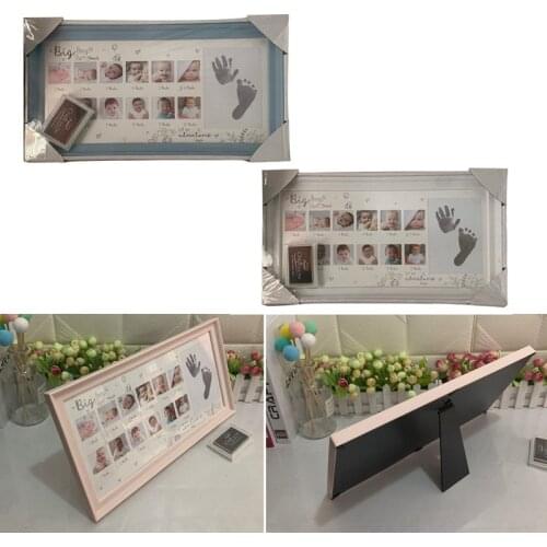Baby 12 Months Hand Foot Print Commemorative Photo Frame Newborn Growth Record baby hand-printed clay toy gift non-toxic imprint