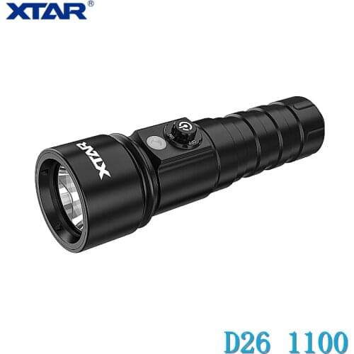Xtar D26 1100 Cree XM-L2 High Power LED Diving Flashlight 18650 18700 26650 Rotating Switch Underwater Torch with Screw Hole