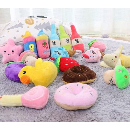 Kapmore Mini Cartoon Plush Pet Toys Bite Resistant Funny Cartoon Dog Squeaky Toy Plush Toy Cat Dog Supplies Dropshipping