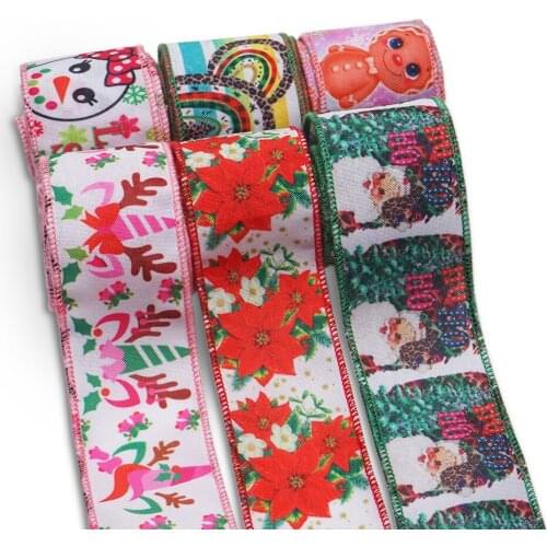 Wire Edge Line Christmas Decors Ribbon Vintage Imitation Hemp Lattice Ribbon for DIY Crafts Bow Handmade Gift Wrap 25246