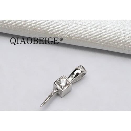 QIAOBEIGE high and fashion pearl jewelry mounting single pearl pendant simple cheap pearl accessory no pearl 925 silver material