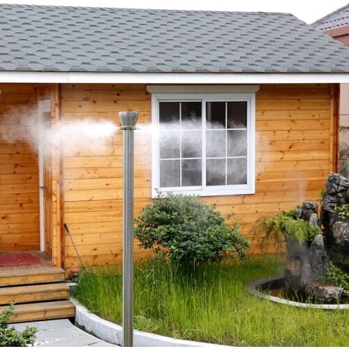 S192 fog misting system of 2.2M stainless steel mist stand with nozzles and tubing for garden cooling system