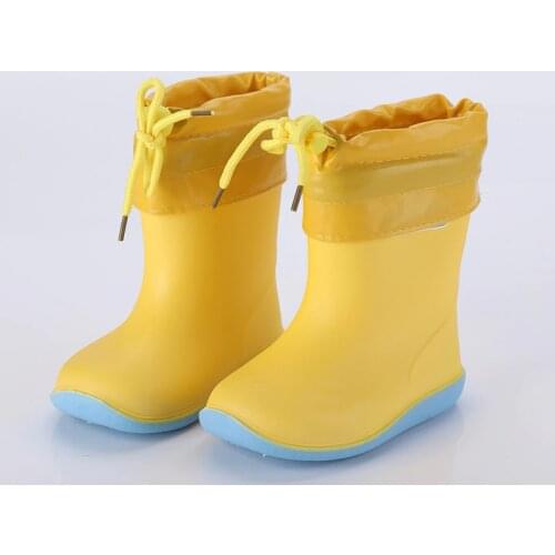 Kids Rubber Rain Boots for Girl Non-slip Boots Baby Boys Waterproof Water Shoes Warm Children Rainboots Removable cotton cover