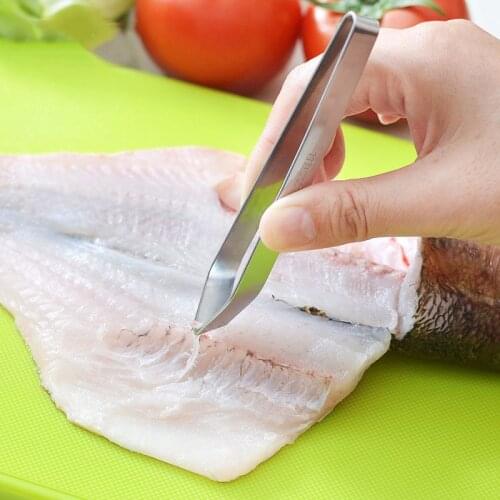 Stainless Steel Fish Bone Tweezers Remover Pincer Puller Tongs Pick-Up Seafood Tool Kitchen Tweezer