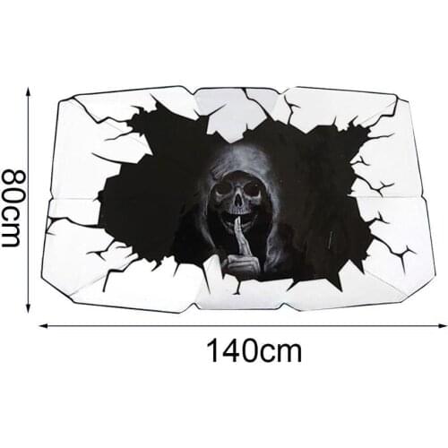 Foldable Car Windshield Sunshade Car Horror Print Skull Sunshade UV Cover Sunshade Heat Insulation Front Window Internal Protect