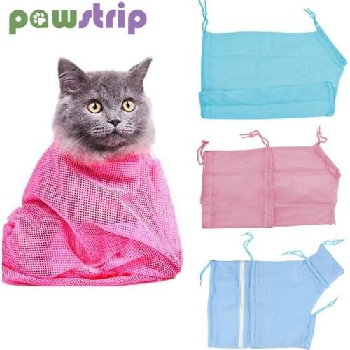 Mesh Cat Bathing Bag Cats Grooming Washing Bags No Scratching Bite Restraint Cat Bath Clean Bag Pet Nail Trimming Cat Supplies