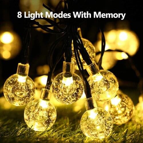 LED Crystal Ball String Lights Battery Operated Glass Bubble Ball Fairy Garland Lamp for Christmas Wedding Festival Party Decor