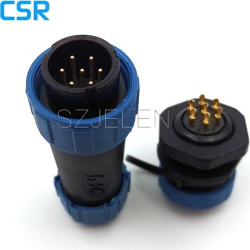 SY1710, waterproof and dustproof 7 pin plug socket,IP68,Cable wire power connector 7-pin plug and socket, fNut fixing
