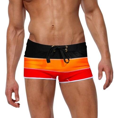 Wd147 2018 new gradient swimwear mens swim trunks shorts briefs beach board men swimsuit sunga male man swim wear bathing suit