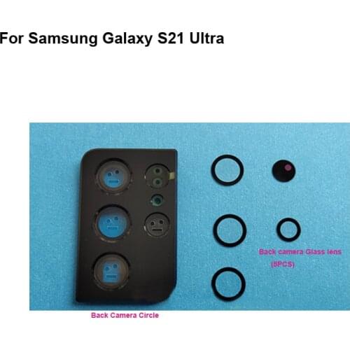 For Samsung Galaxy S21 Ultra Rear Back Camera Glass Lens +Camera Cover Circle Housing Parts Replacement S 21 Ultra S21Ultra