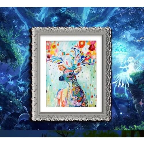 1pcs Cross Stitch 5D DIY Diamond Painting 3D Tools Kit Diamond Colorful Deer Picture Diamond Embroidery Home Decoration