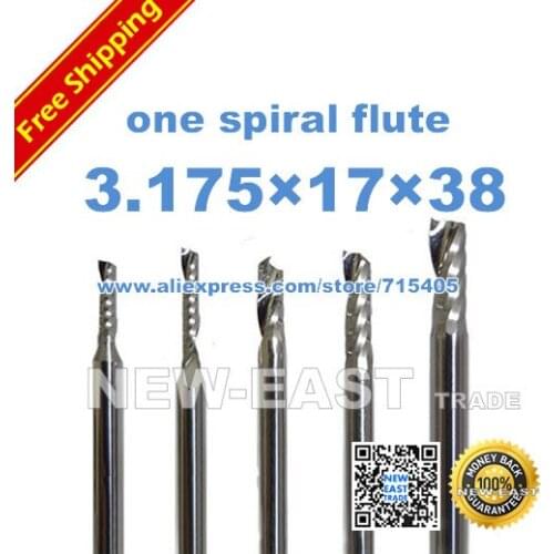 10 Pcs 3.175X17mm Single Flute Spiral Bit,Tungsten Carbide,CNC Mill,Engraving Tools,Woodworking Wood Router Bits