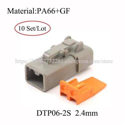 10set DTP06-2S 2.4mm PA66+GF gray New energy car male Connector cable Terminal auto socket 2pin female Connector automotive plug