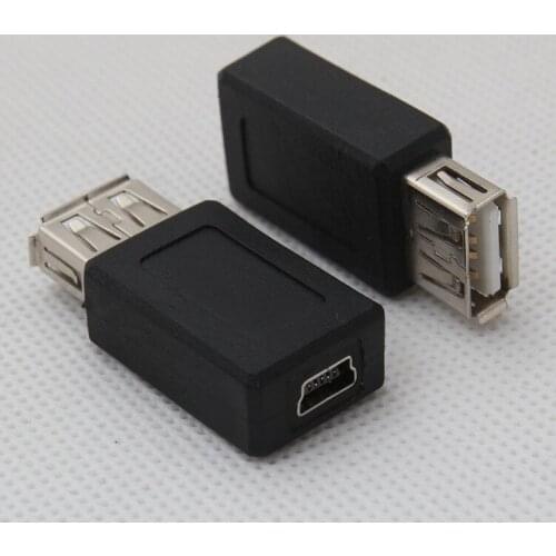 100PCS USB 2.0 A Female to USB B Mini 5 Pin Female Adapter Converter Wholesale